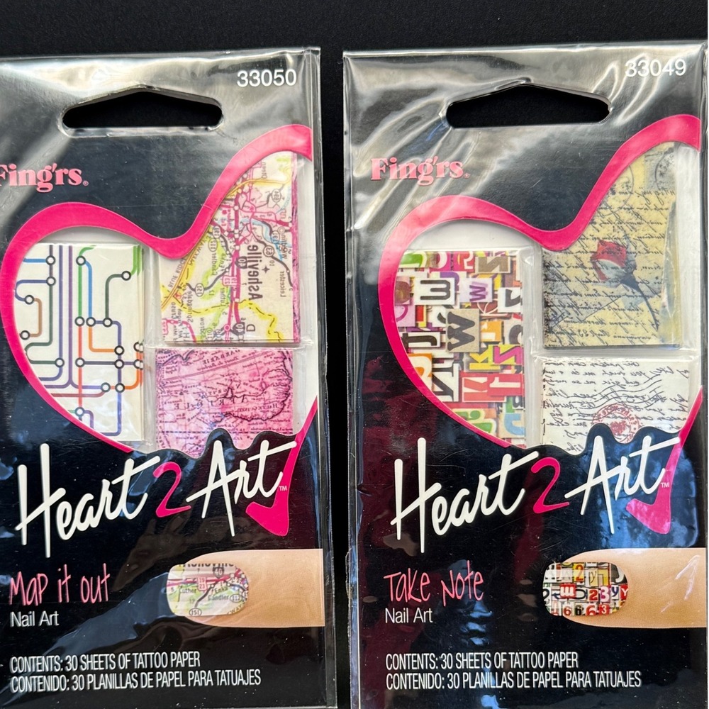 Fingrs Heart 2‎ Art Nail Art Tattoo Paper Set Map It Out Take Note 30 Sheets